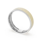 Flat Satin Finish Wedding Band in 18kt White Gold & 18kt Yellow Gold