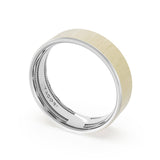 Flat Satin Finish Wedding Band in 18kt White Gold & 18kt Yellow Gold