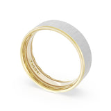 Flat Satin Finish Wedding Band in 18kt Yellow Gold & 18kt White Gold