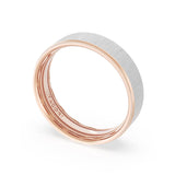 Flat Satin Finish Wedding Band in 18kt Rose Gold & 18kt White Gold