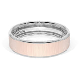 Flat Satin Finish Wedding Band in Platinum & 18kt Rose Gold