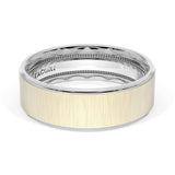 Flat Satin Finish Wedding Band in Platinum & 18kt Yellow Gold