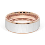 Flat Satin Finish Wedding Band in 18kt Rose Gold & Platinum