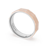 Brush Finish Faceted Wedding Band in 18kt White Gold & 18kt Rose Gold