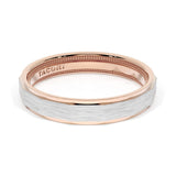 Brush Finish Faceted Wedding Band in 18kt Rose Gold & 18kt White Gold