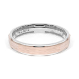 Brush Finish Faceted Wedding Band in Platinum & 18kt Rose Gold