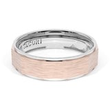Brush Finish Faceted Wedding Band in Platinum & 18kt Rose Gold