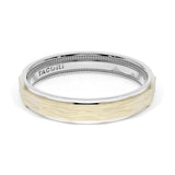 Brush Finish Faceted Wedding Band in Platinum & 18kt Yellow Gold