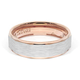 Brush Finish Faceted Wedding Band in 18kt Rose Gold & Platinum