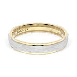 Brush Finish Faceted Wedding Band in 18kt Yellow Gold & Platinum