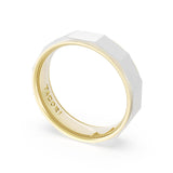High Polish Finish Faceted Wedding Band in 18kt Yellow Gold & 18kt White Gold