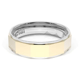High Polish Finish Faceted Wedding Band in Platinum & 18kt Yellow Gold