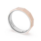 Satin Finish Faceted Wedding Band in 18kt White Gold & 18kt Rose Gold