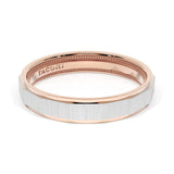 Satin Finish Faceted Wedding Band in 18kt Rose Gold & 18kt White Gold