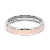 Satin Finish Faceted Wedding Band in Platinum & 18kt Rose Gold