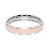 Satin Finish Faceted Wedding Band in Platinum & 18kt Rose Gold