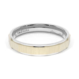 Satin Finish Faceted Wedding Band in Platinum & 18kt Yellow Gold