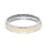Satin Finish Faceted Wedding Band in Platinum & 18kt Yellow Gold