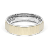 Satin Finish Faceted Wedding Band in Platinum & 18kt Yellow Gold