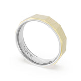 Satin Finish Faceted Wedding Band in Platinum & 18kt Yellow Gold