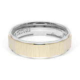 Satin Finish Faceted Wedding Band in Platinum & 18kt Yellow Gold