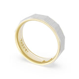 Satin Finish Faceted Wedding Band in 18kt Yellow Gold & Platinum