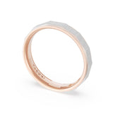 Satin Finish Faceted Wedding Band in 18kt Rose Gold & Platinum