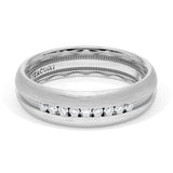 Rounded Brush Finish Diamond Wedding Band in 18kt White Gold