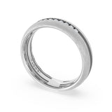 Rounded Brush Finish Diamond Wedding Band in 18kt White Gold