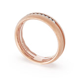 Rounded Brush Finish Diamond Wedding Band in 18kt Rose Gold