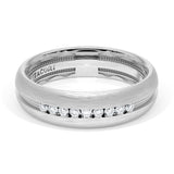 Rounded Brush Finish Diamond Wedding Band in Platinum