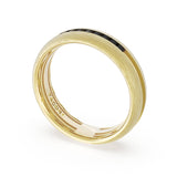 Rounded Brush Finish Black Diamond Wedding Band in 18kt Yellow Gold