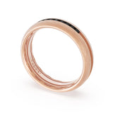 Rounded Brush Finish Black Diamond Wedding Band in 18kt Rose Gold