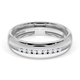 Rounded High Polish Finish Black Diamond Wedding Band in 18kt White Gold