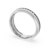 Rounded High Polish Finish Black Diamond Wedding Band in 18kt White Gold
