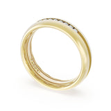 Rounded High Polish Finish Black Diamond Wedding Band in 18kt Yellow Gold
