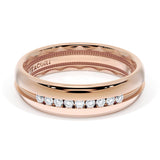 Rounded High Polish Finish Black Diamond Wedding Band in 18kt Rose Gold