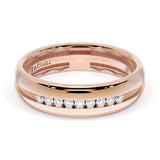 Rounded High Polish Finish Black Diamond Wedding Band in 18kt Rose Gold