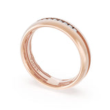 Rounded High Polish Finish Black Diamond Wedding Band in 18kt Rose Gold
