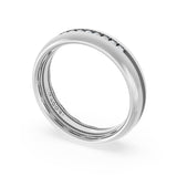 Rounded High Polish Finish Black Diamond Wedding Band in Platinum
