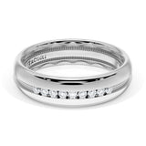 Rounded High Polish Finish Black Diamond Wedding Band in Platinum