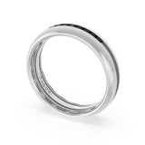 Rounded High Polish Finish Black Diamond Wedding Band in 18kt White Gold