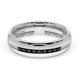Rounded High Polish Finish Black Diamond Wedding Band in 18kt White Gold