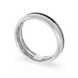Rounded High Polish Finish Black Diamond Wedding Band in 18kt White Gold