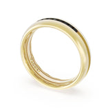 Rounded High Polish Finish Black Diamond Wedding Band in 18kt Yellow Gold