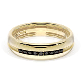 Rounded High Polish Finish Black Diamond Wedding Band in 18kt Yellow Gold