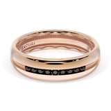 Rounded High Polish Finish Black Diamond Wedding Band in 18kt Rose Gold