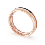 Rounded High Polish Finish Black Diamond Wedding Band in 18kt Rose Gold