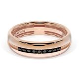 Rounded High Polish Finish Black Diamond Wedding Band in 18kt Rose Gold