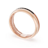 Rounded High Polish Finish Black Diamond Wedding Band in 18kt Rose Gold